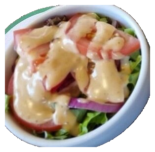 Side salad with tomato, red onion and dressing